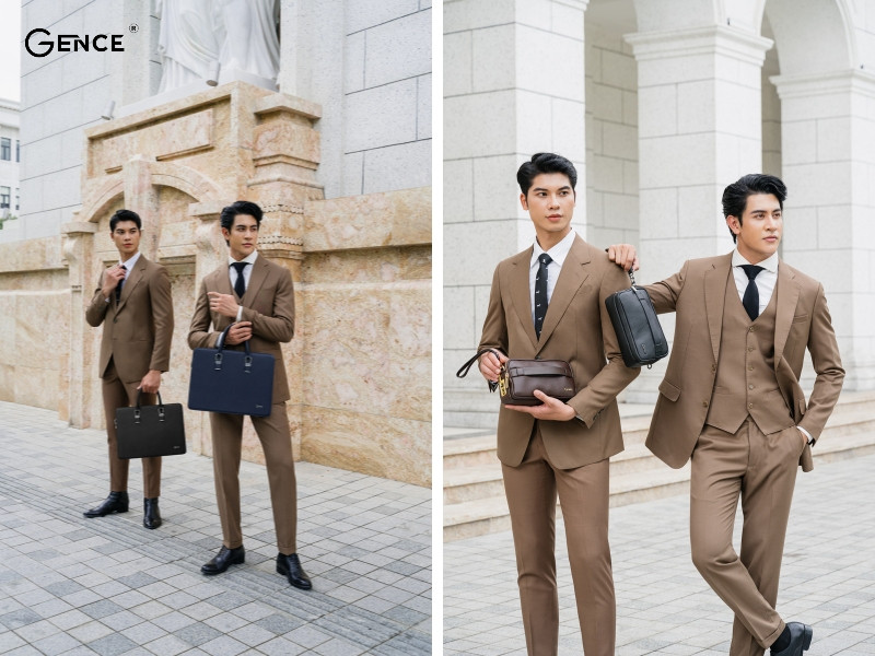 Cặp da, ví cầm tay nam được ưa chuộng khi mix với áo vest