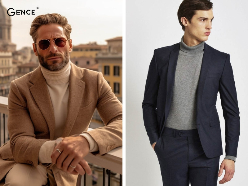 Ấm áp với set đồ áo len cổ cao và áo vest