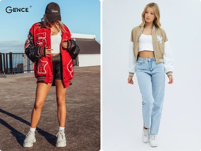 Phá cách cùng sự kết hợp áo bomber nữ và croptop khi phối đồ