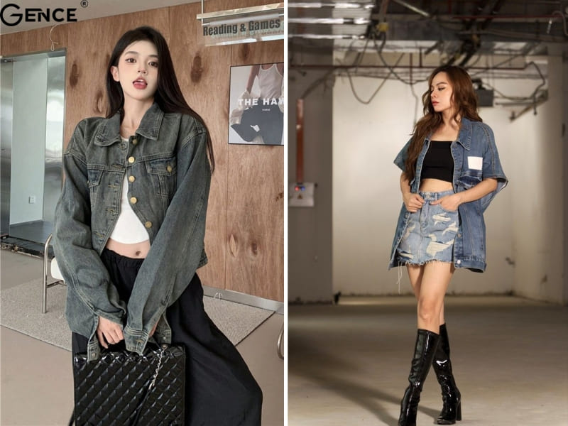 Năng động cá tính với áo khoác jean cùng croptop