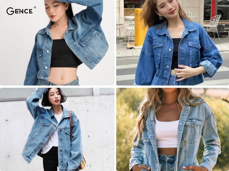 Cách kết hợp áo trong phối cùng áo khoác jean nữ