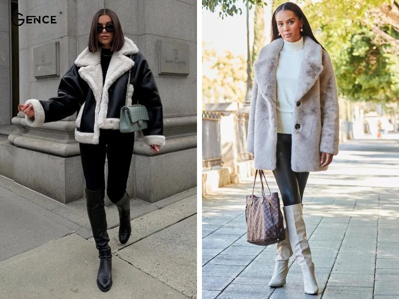 Style thể thao mix-match cùng quần legging và áo lông