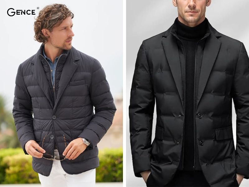 Mix-match áo phao nam với blazer