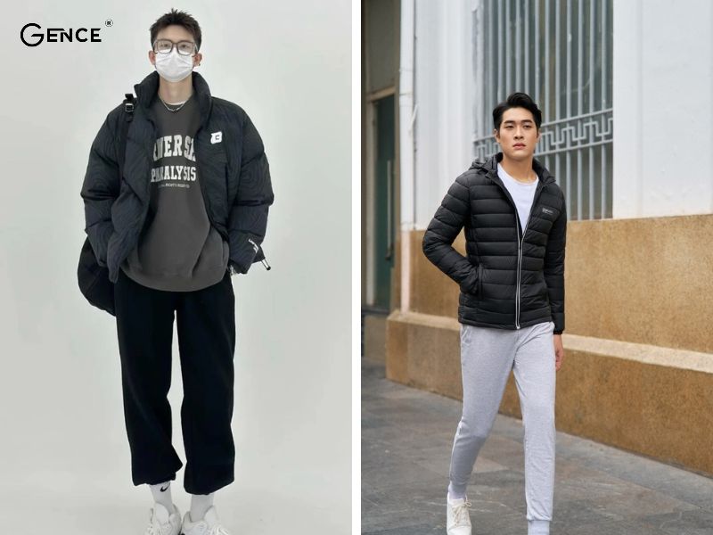 Phối đồ với áo phao nam cùng áo thun dài tay