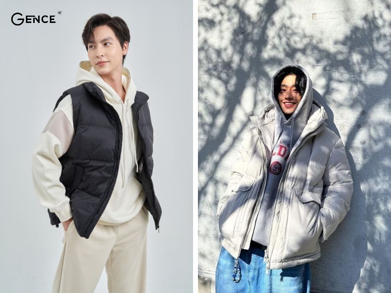 Mix-match áo phao cùng áo hoodie