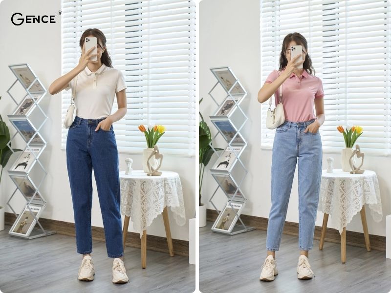 Outfit dành cho cô nàng năng động áo polo, quần jean