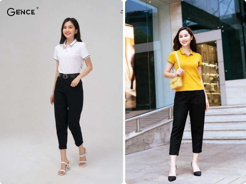 Diện quần âu, áo polo nữ đi làm thoải mái