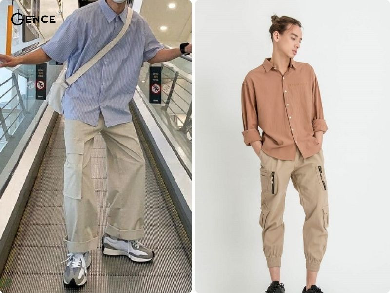 Quần túi hộp phối áo sơ mi nam thể hiện cá tính thời trang