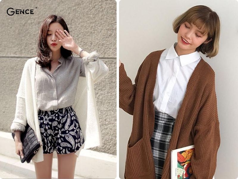 Cách phối đồ với áo sơ mi ngắn tay nữ thu đông ấn tượng