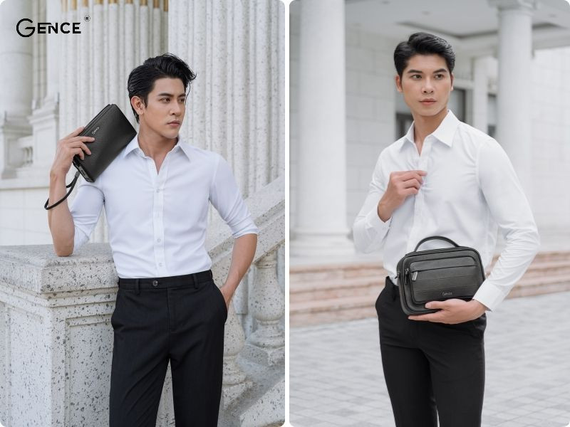 Diện áo sơ mi trắng phối cùng phụ kiện Gence làm tăng sức hút