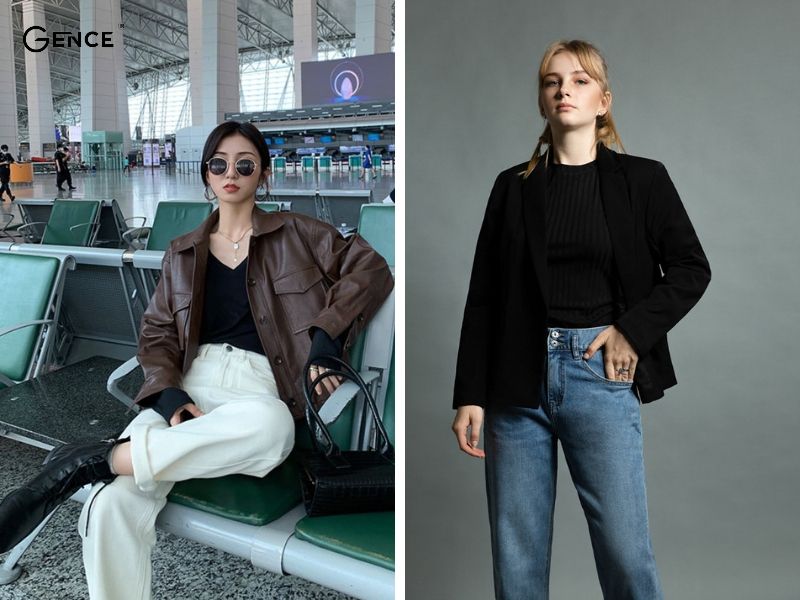 Cá tính với set đồ áo khoác và áo thun đen