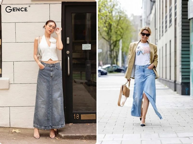 Lên đồ xuống phố cá tính và năng động cùng áo vest nữ và chân váy jeans