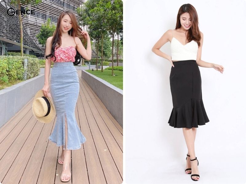 Phối chân váy đuôi cá với áo hai dây cho bạn nữ