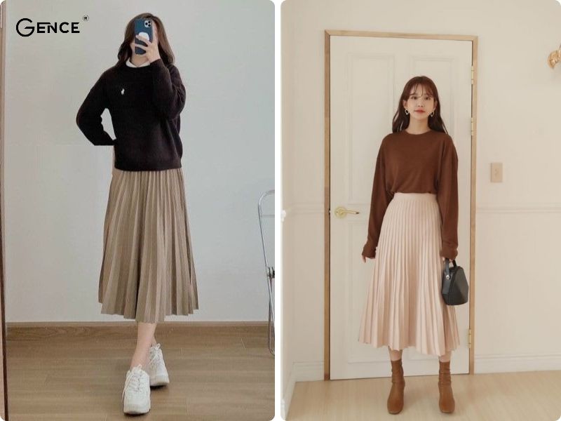 Thời trang ấm áp, sành điệu cùng chân váy xếp ly