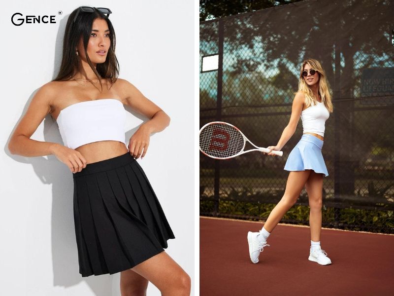 Sexy khi mix áo ống với chân váy xếp ly ngắn