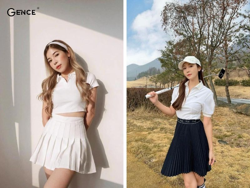 Sáng tạo khi match áo polo và chân váy ngắn xếp ly