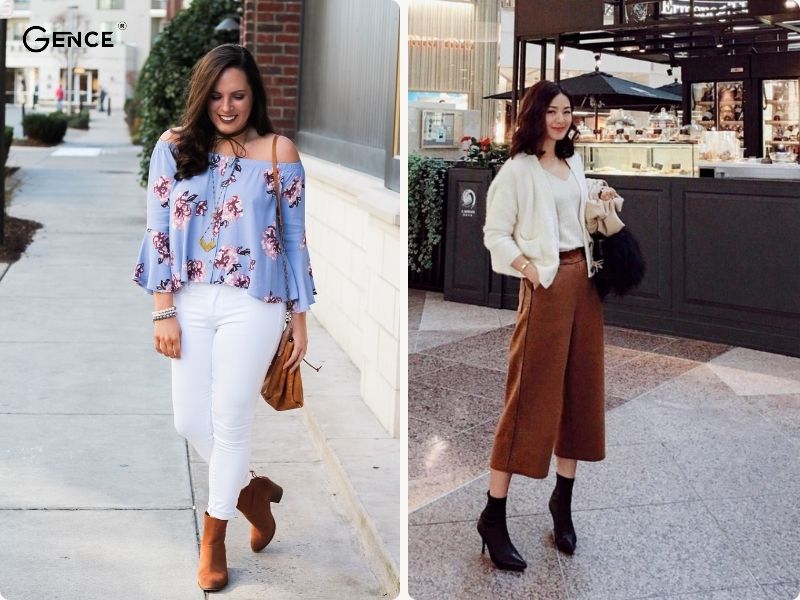 Áo croptop phối giày boot nữ nữ tính và thu hút