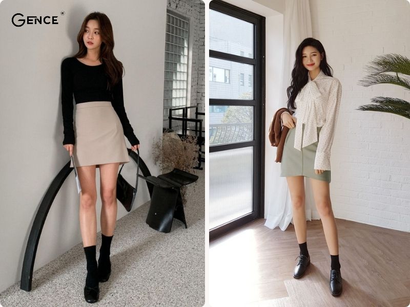 Chân váy chữ A thanh lịch phối cùng boot nữ cá tính