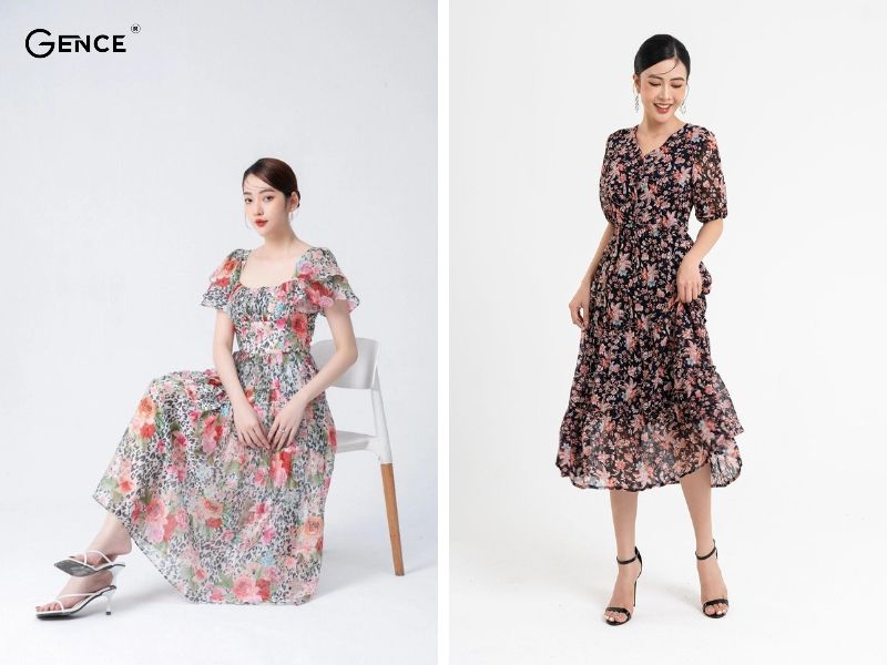 Mix-match giày cao gót với váy maxi nữ tính