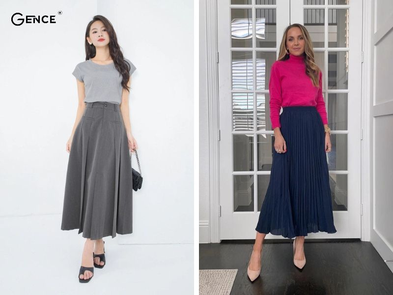 Không thể bỏ qua cách phối chân váy xòe với giày cao gót