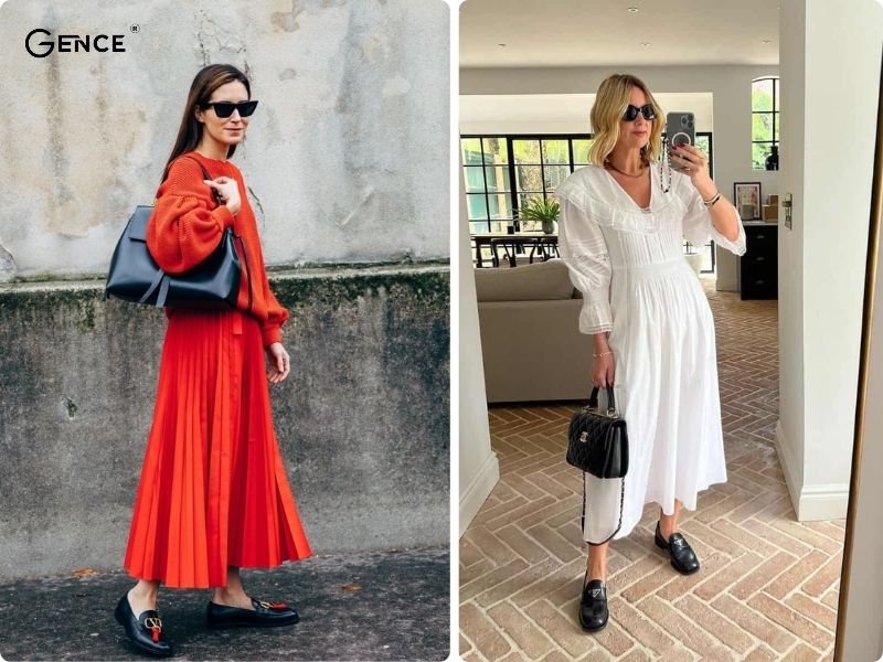 Sự thu hút của các cô nàng khi phối váy midi hoặc maxi cùng giày loafer