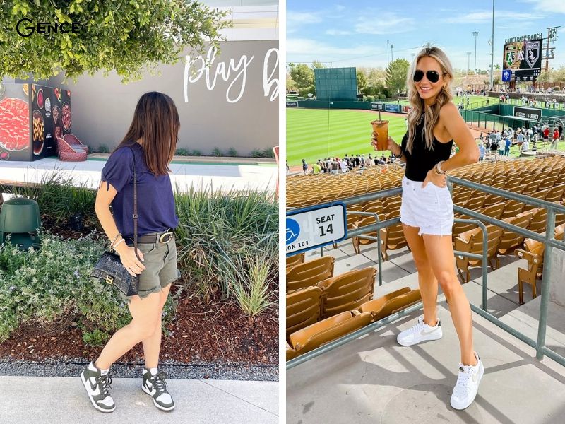 Quần short phối với giày nike cho nữ