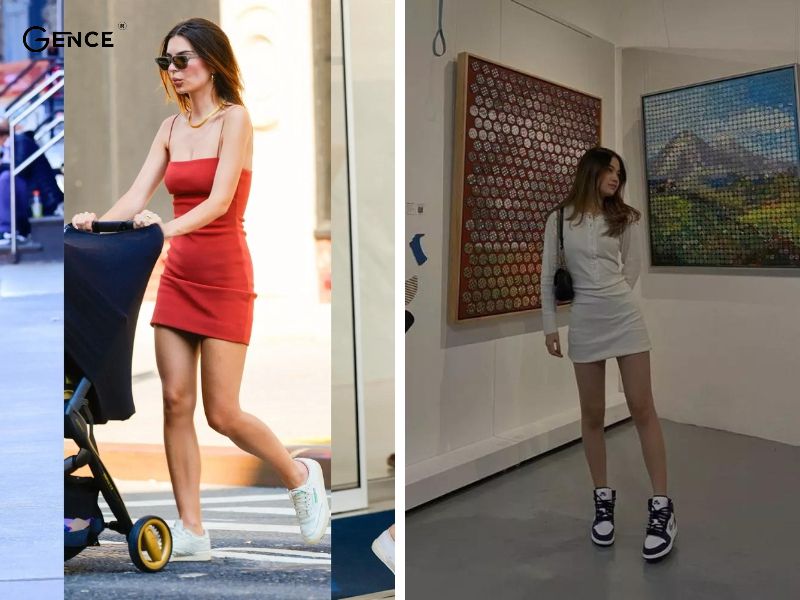 Đầm body sexy phối với giày nike nữ tinh tế và sang chảnh