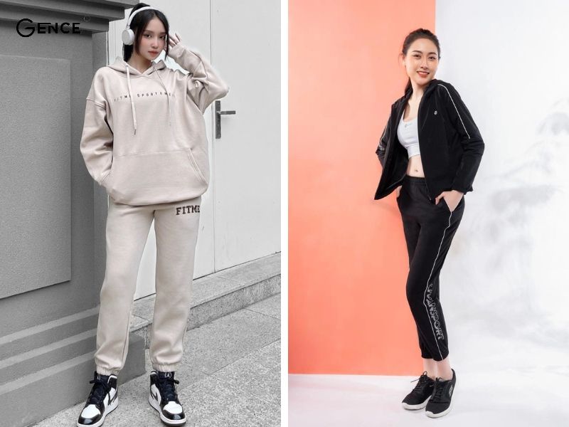 Quần jogger và giày thể thao đen năng động, thể thao