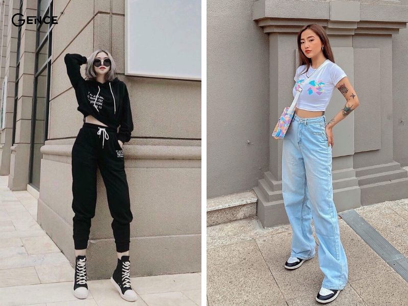 Quyến rũ khi mix-match croptop và giày thể thao đen