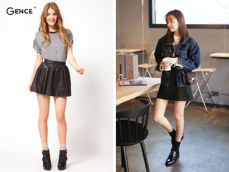 Phong cách công sở với chân váy ngắn và sneaker nữ