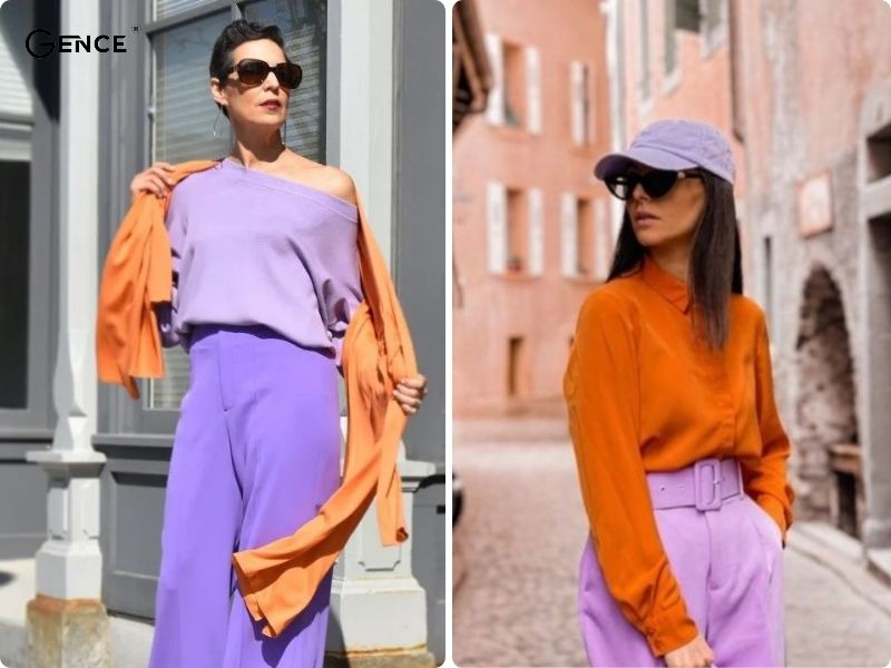 Thể hiện màu sắc cá nhân độc đáo với cách phối màu tím pastel - cam