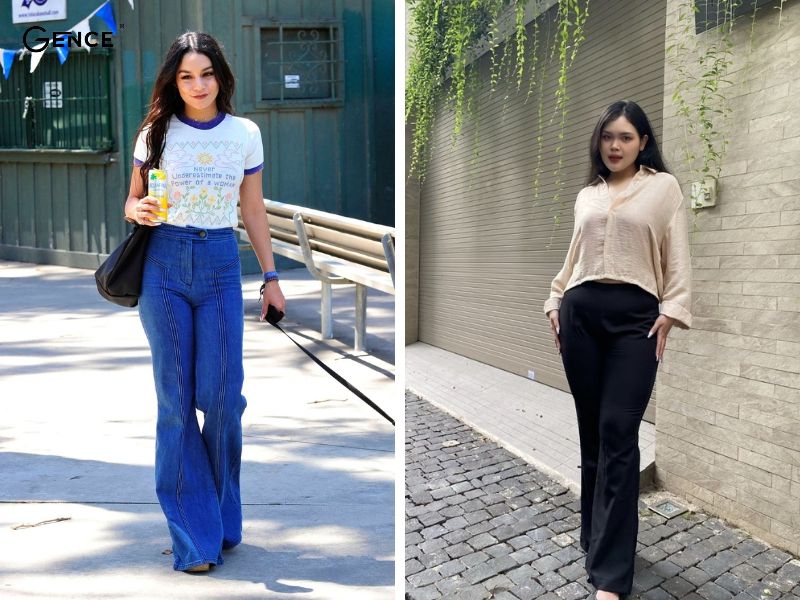 Dáng người quả táo phối cùng quần ống loe