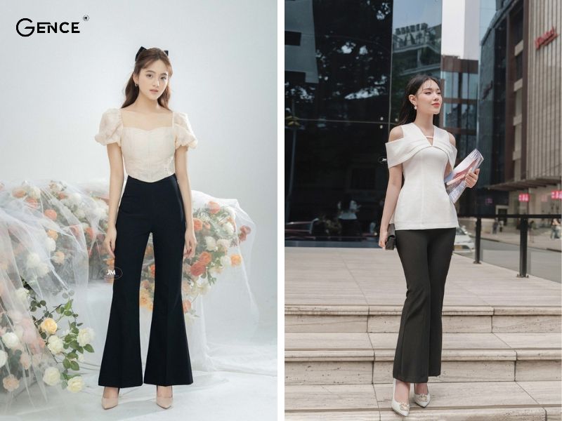 Thân hình đồng hồ cát phù hợp với quần ống loe