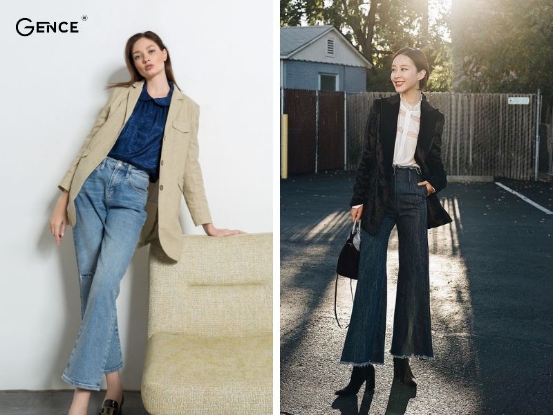 Thanh lịch với set đồ blazer và quần ống loe