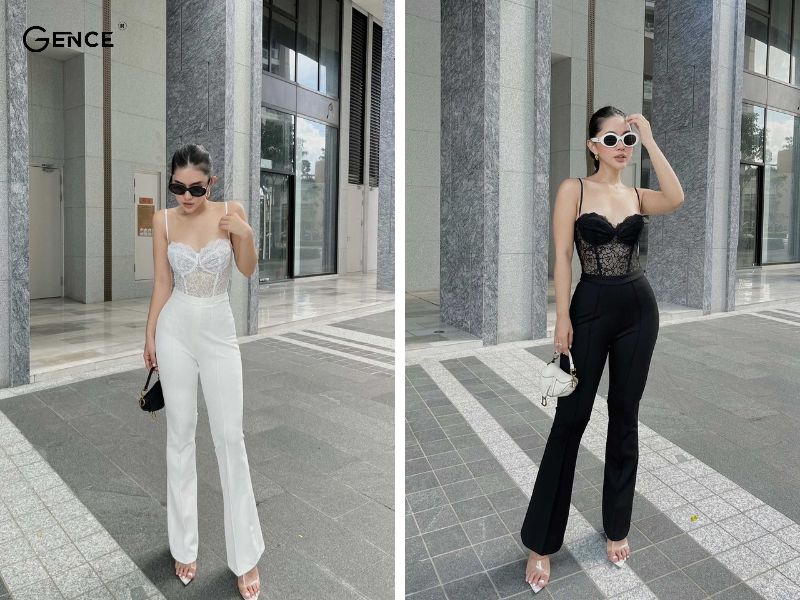Set đồ mới lạ cùng áo corset và quần ống loe