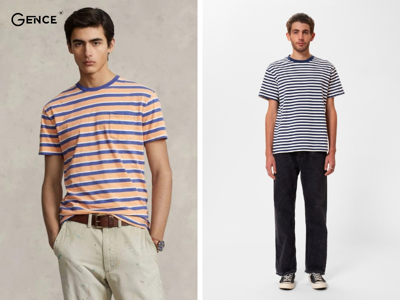 Năng động với set đồ áo thun sọc và quần ống rộng