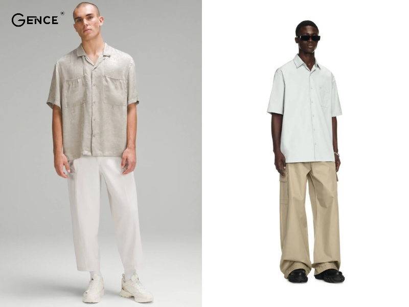 Mix-match quần ống rộng với áo sơ mi tay ngắn trẻ trung