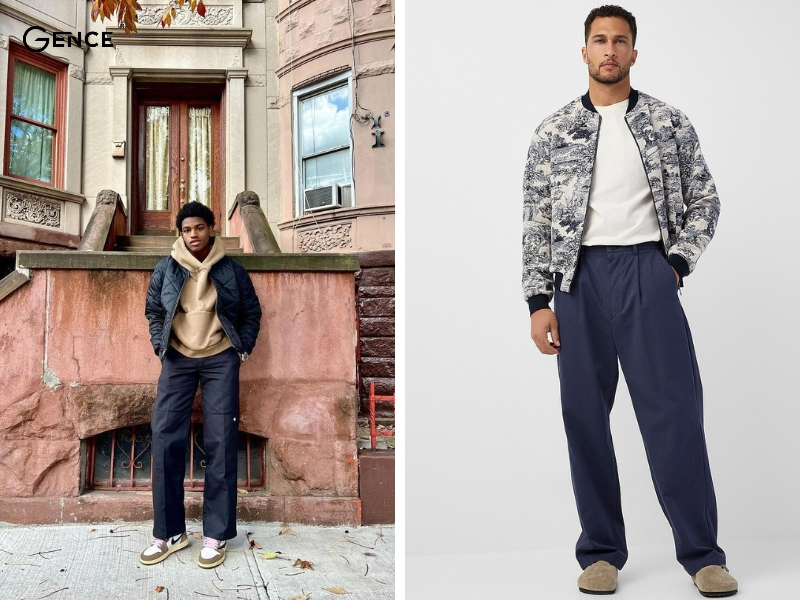Cá tính với outfit quần ống rộng và áo khoác bomber