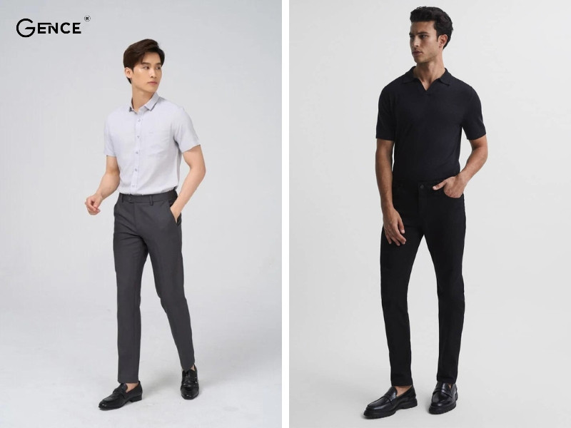 Không còn xa lạ phi phối giày moccasin với quần tây đen