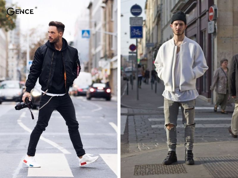 Phối quần jean cùng áo khoác bomber