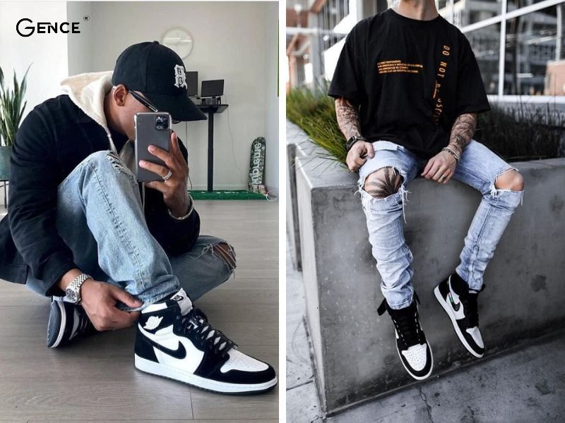 Phối quần jeans cá tính với giày Jordan nam cổ cao