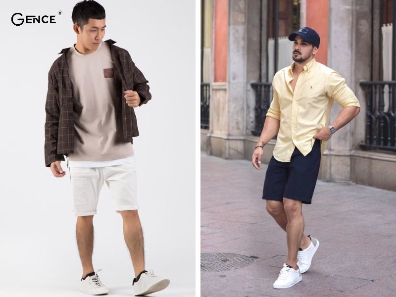 Phối quần short lửng và áo sơ mi