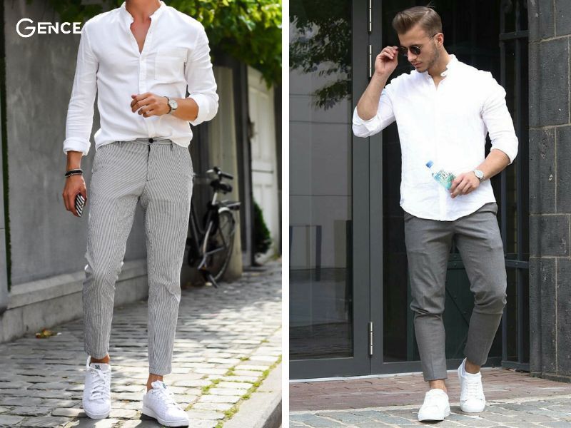 Phối quần tây với giày sneaker nam cực cuốn hút