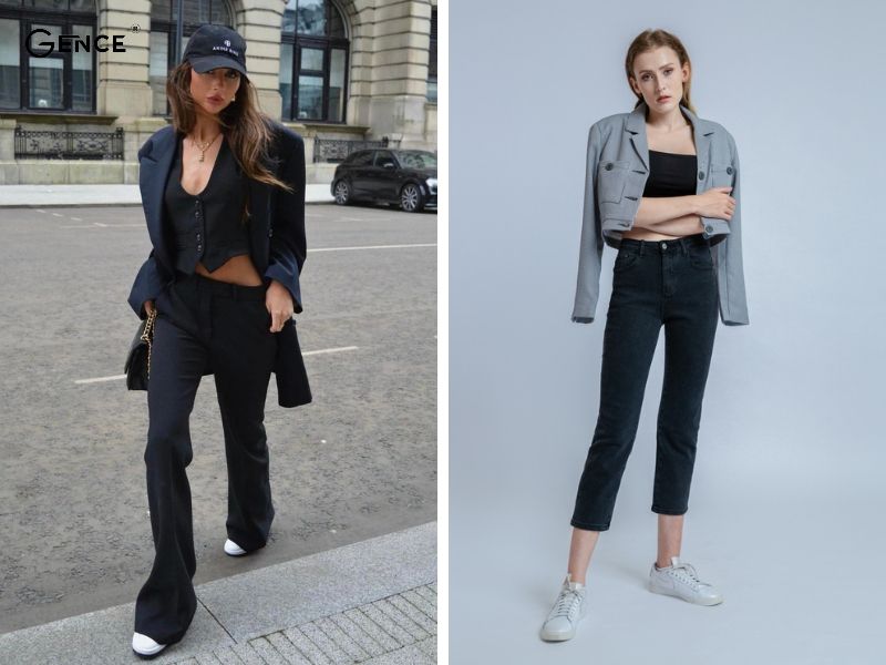 Phối tone sur tone với quần jean nữ đen
