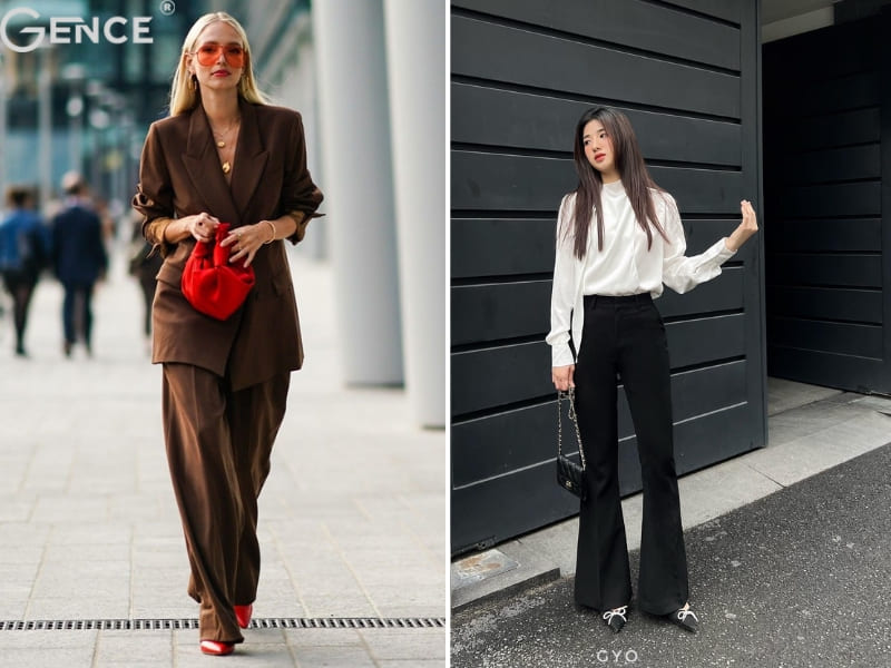 Quần ống đứng kết hợp với áo sơ mi nữ làm tăng phần trẻ trung và sành điệu cho các quý cô