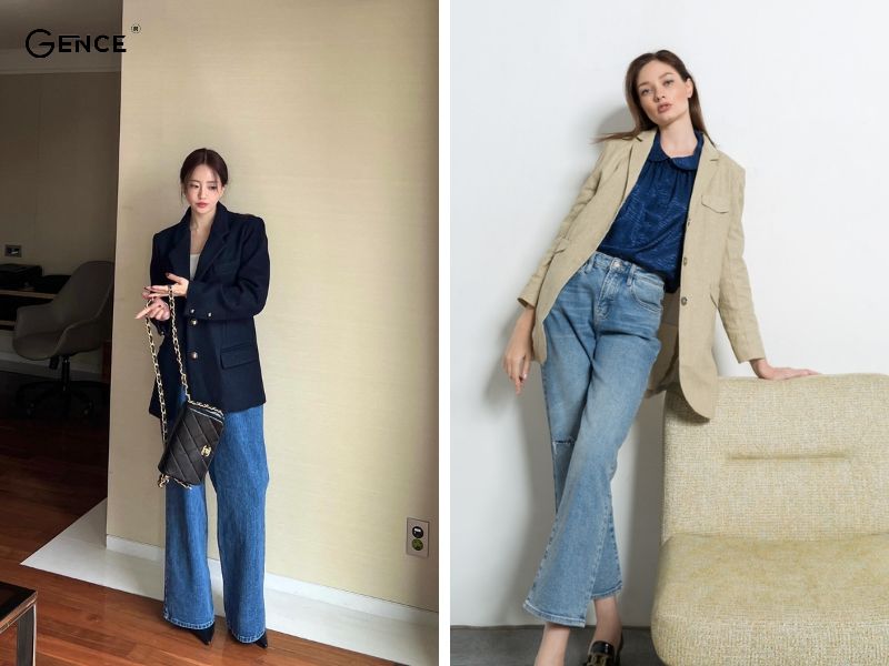 Thanh lịch với set đồ quần jean và blazer