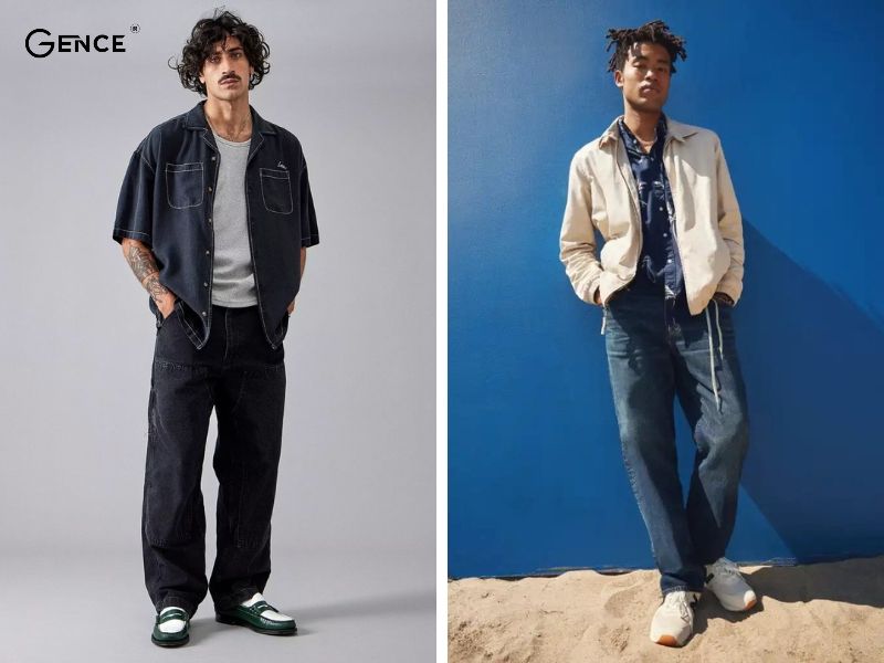 Áo sơ mi, áo vest oversize kết hợp cùng quần baggy basic