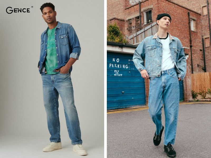 Thời trang lịch lãm khi mix áo denim cùng quần jean