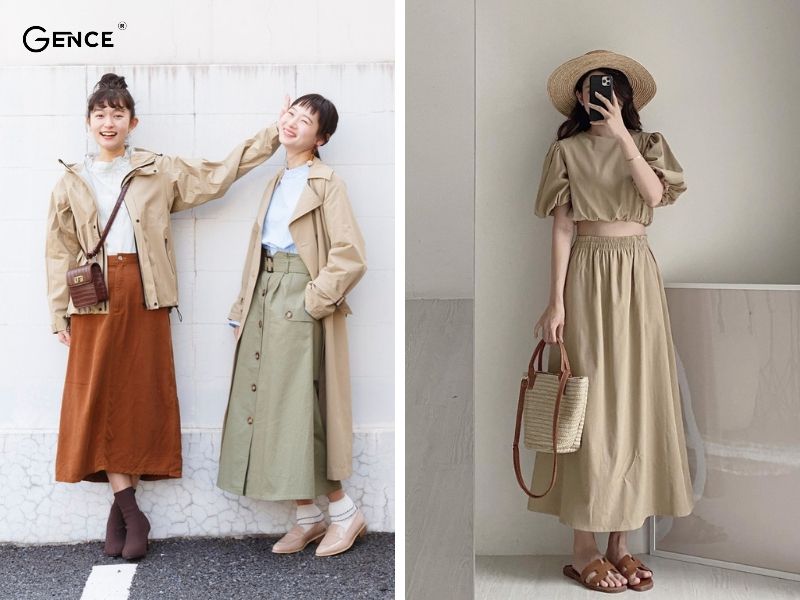 Phối chân váy midi và áo sơ mi đơn giản nhưng thanh lịch