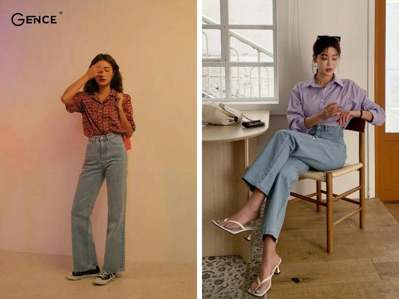 Áo sơ mi hoa và quần jean mang vẻ đẹp độc đáo và mới mẻ